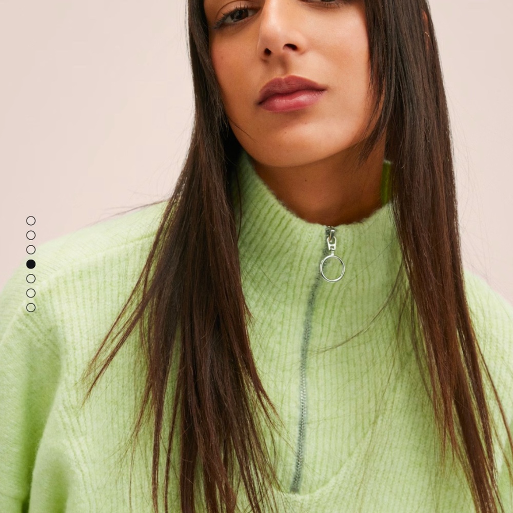 Mango half zipper green sweater - Picture 4 of 7